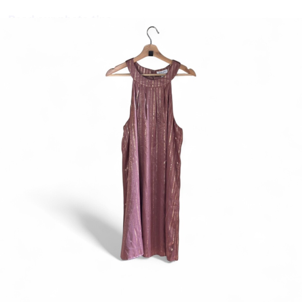 GILLI Blush Pink w/ Metallic Stripes Sleeveless Flowy Dress Back Cutout NWT 0X